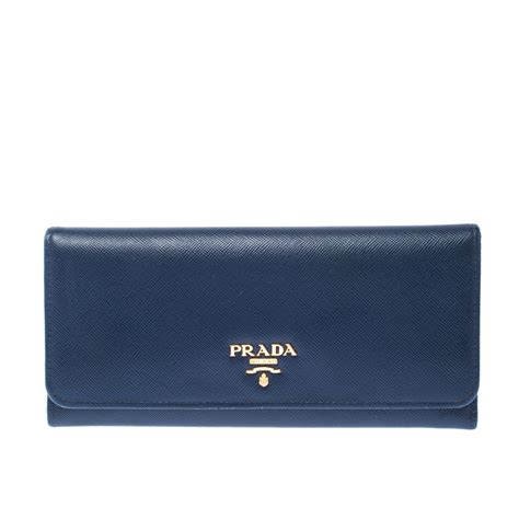 prada blue wallet women's